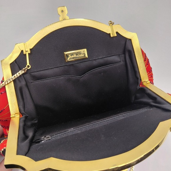 Vtg Judith Leiber Minaudière Bag Purse 70s 80s Gold Comb & Mirror Italy crystals - Picture 6 of 11